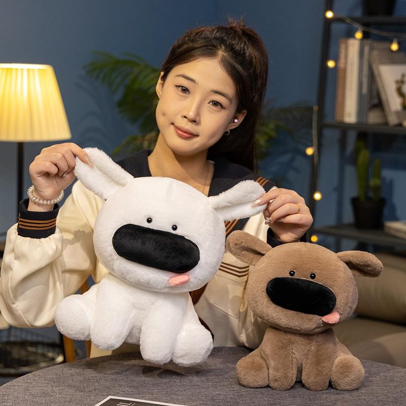 Uroczy uroczy pies z dużym nosem lalka pluszowa zabawka szczeniak lalka dziecięca uspokajająca szmaciana lalka prezent na urodziny