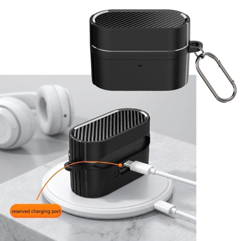 Shockproof Carbon Fiber Styles Case For WF1000XM6 Wireless Earbud Protective Cover with Magnetic Closure Carabiner