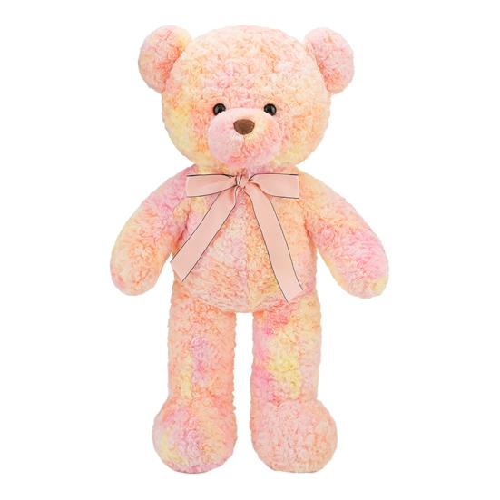 

Bear Doll Dreamy Gradient Color Giant Size Girl Plush Toy with Bowknot Decor Valentine Day Home Decor 60 cm