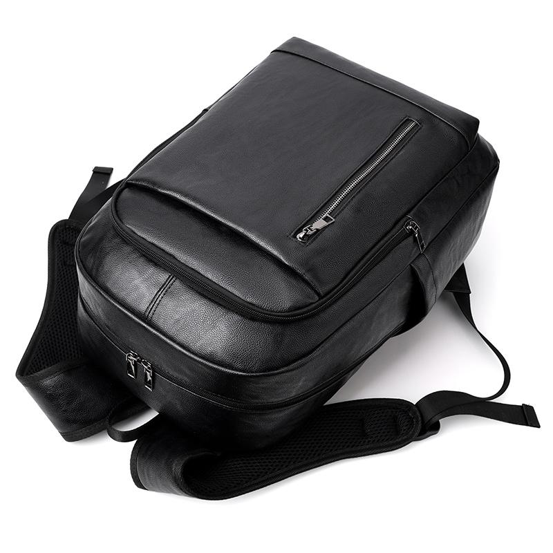 Business PU Backpack Men's Large Capacity Computer Backpack Waterproof Travel Student Schoolbag