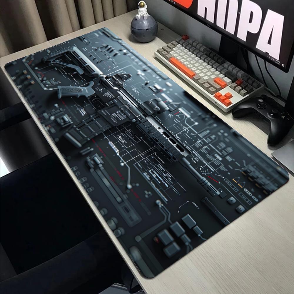 Super Cool Gun Model Keyboard Mouse Pad Desk Mat 3D Gaming Mouse Pad Gift Mouse Pad with Non-Slip Rubber Base Stitched Edges