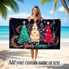 Christmas Theme Quick Dry Beach Towel Custom Name Text Print Large Sand Resistant Towel Beach Vacation