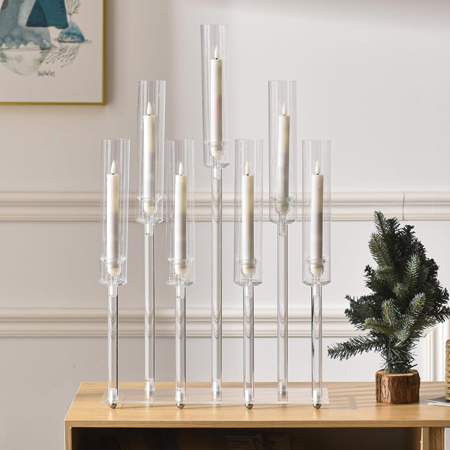 4pcs 7 Arm Acrylic Candlestick Candle