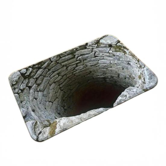 3D Visual Deception Doormat Optical Illusion Non-Slip Floor Mat Absorbent Endless Abyss Machine Washable Rug for Bathroom Bedroom Camping Yoga