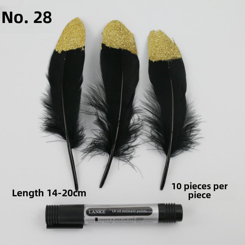 DIY Feather Jewelry Accessories: Large Floating Gold Feather, Small Straight Knife, Spray Gold Gradient Feather