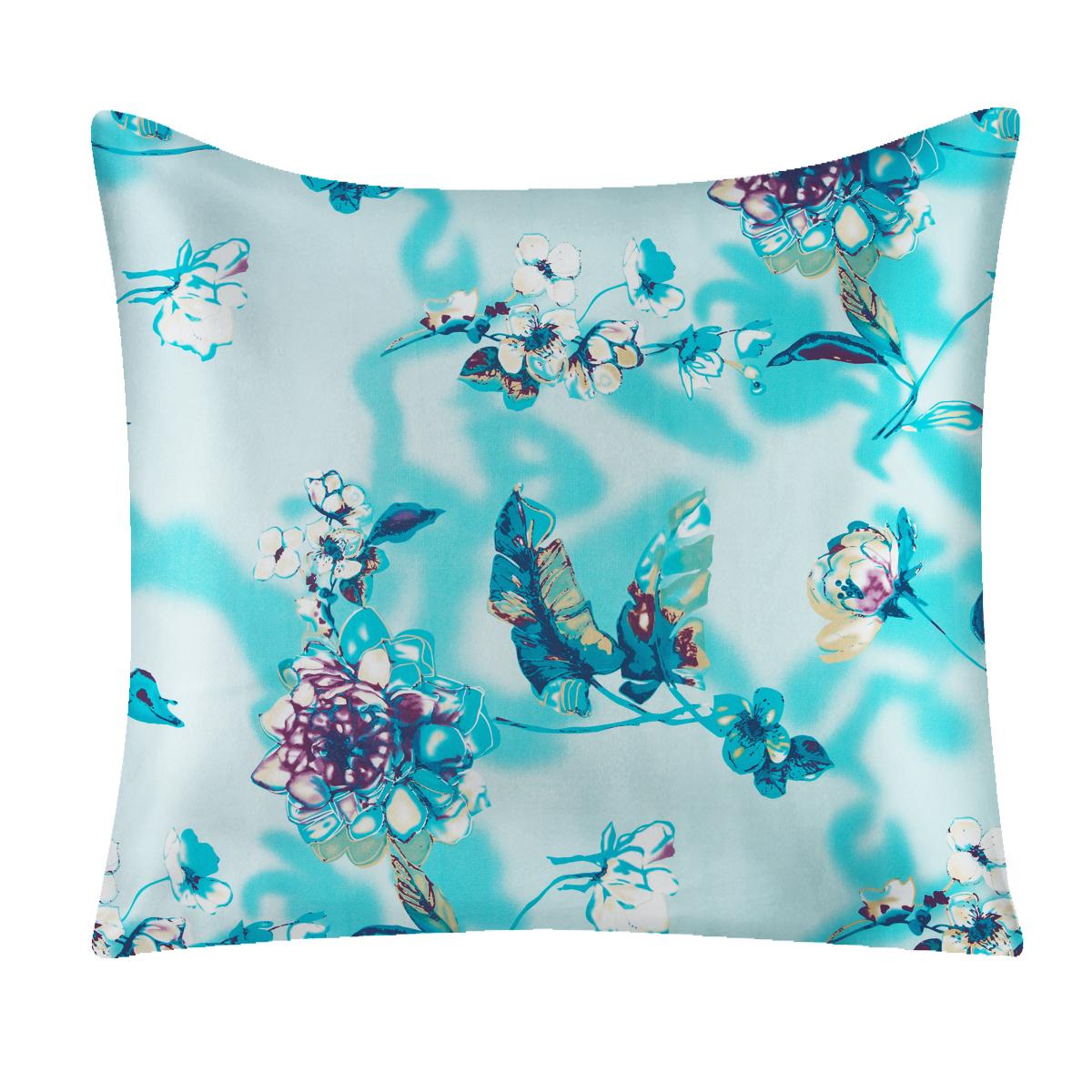 100% Zijden Kussensloop Bloemenpatroon Beide Kanten Zijden Kussensloophoes Rits Sierkussen Kussen Meerkleurig 50x50cm