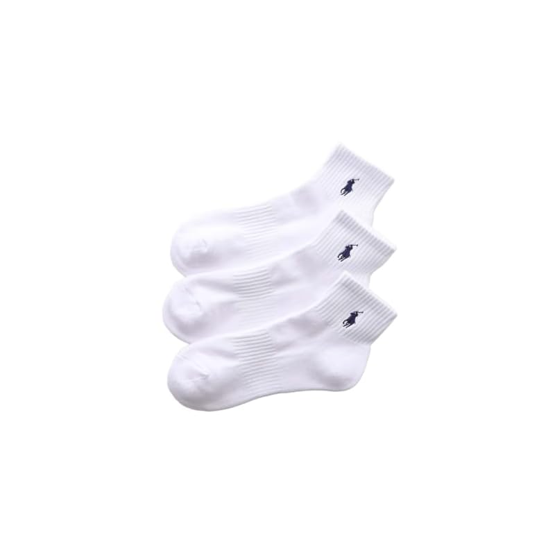 [Set of 3] POLO RALPH LAUREN Men's and Women's Arch Support Short Socks with Terry Sole, Multi-Color, 93246604/92009604, Size 25-27cm, 01. White x 3