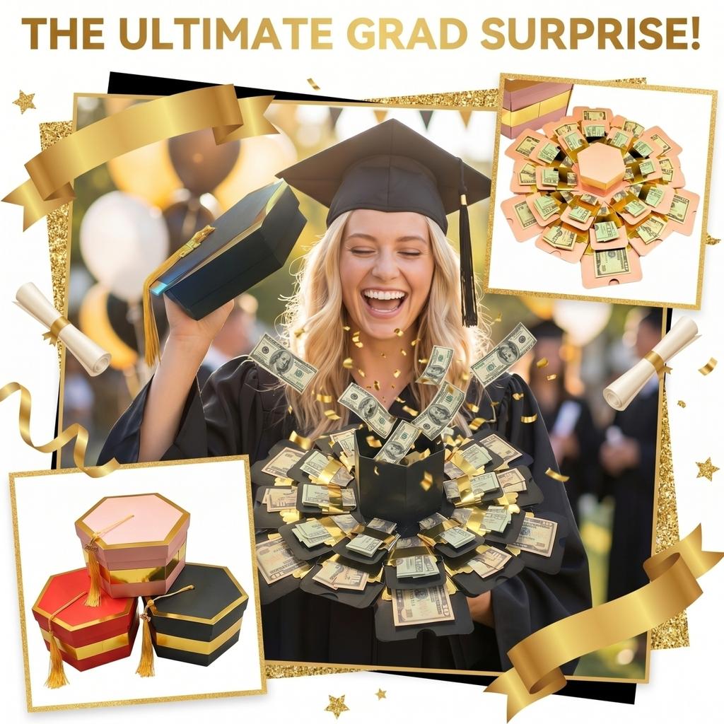 Graduation Money Explosion Box Gift Card Holder Handmade Paper Craft Surprise Box with Multiple Foldable Layers for Special Occasions