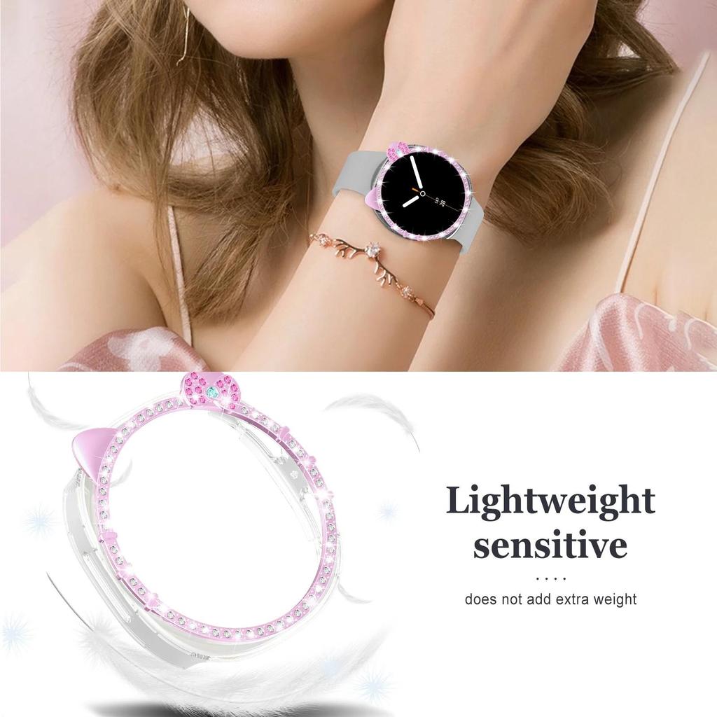 PC Case for Samsung Galaxy Watch 8 40mm 44mm Cute KITTY CAT Diamond Protector Hollow Accessories for woman Samsung watch8 Cover