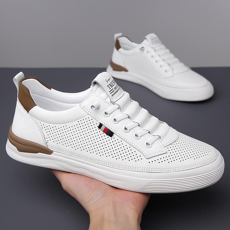 High Quality Men Flat Designer Casual Leather Shoes Summer Fashion Comfortable Antiskid Oxford Shoes Breathable Skateboard Shoes