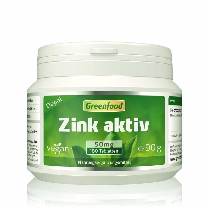 

Greenfood Zink aktiv Zinc Active 50 mg, 180 tablets