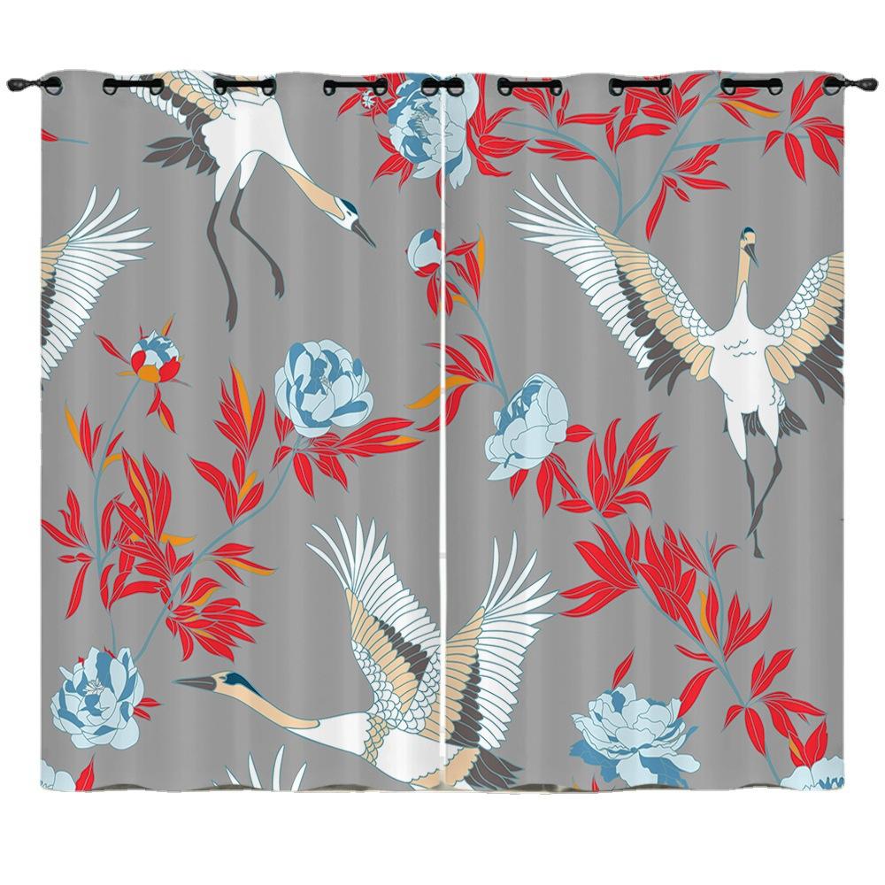 Curtain Flower Simple Full Screen Flower 3D Digital Printing Blackout Curtain Punching