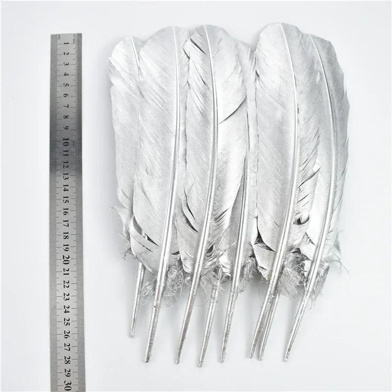 Gold Silver Goose Feathers For Crafts Duck Turkey Feather Decor Hats Jewelry Handicrafts Manmade Decorations Wedding Accessories