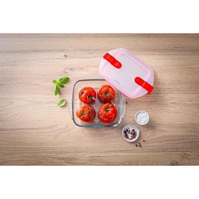 Boîte rectangulaire avec couvercle - PYREX - 1451021 - 20 x 17 cm - 1 L - Cook & Heat - Base en verre borosilicate