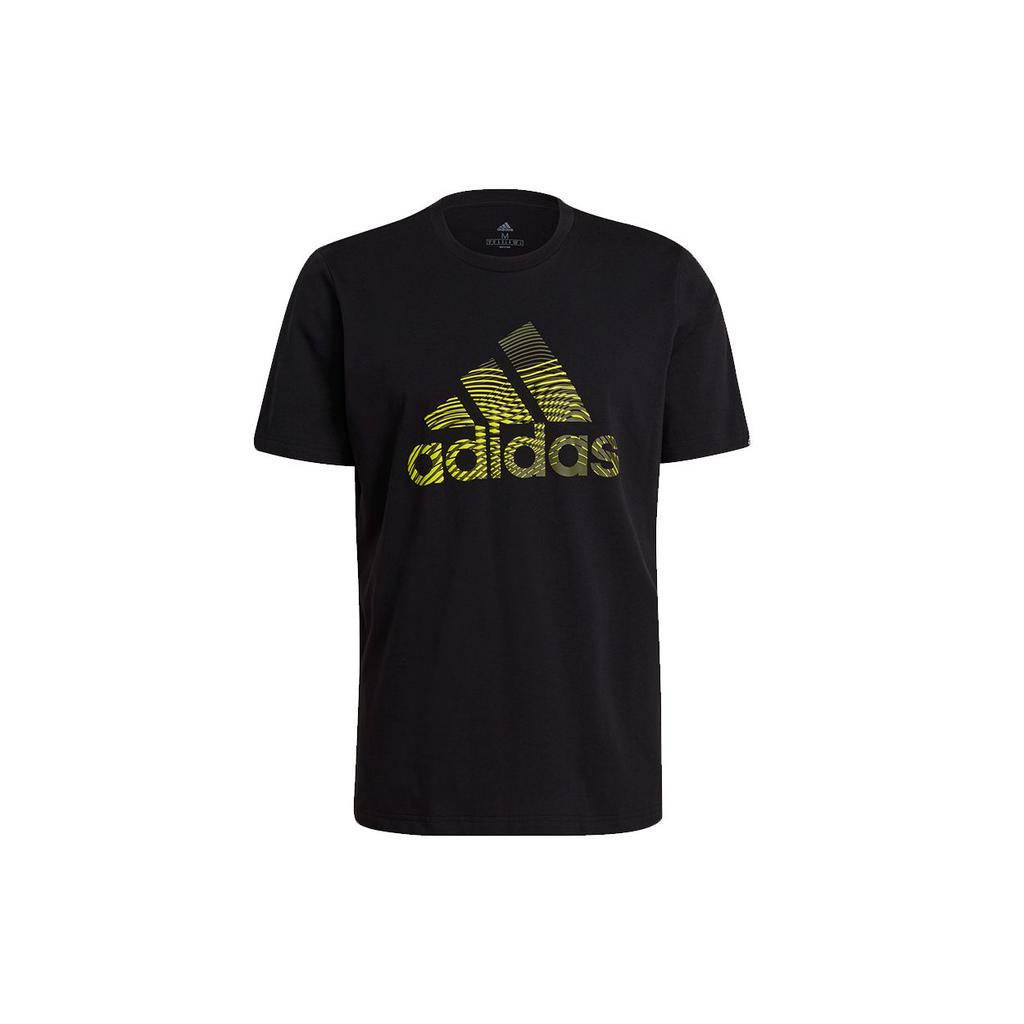 adidas T-shirty Męskie Czarne Okrągły Dekolt Umiarkowany Prosty Krój GL2399