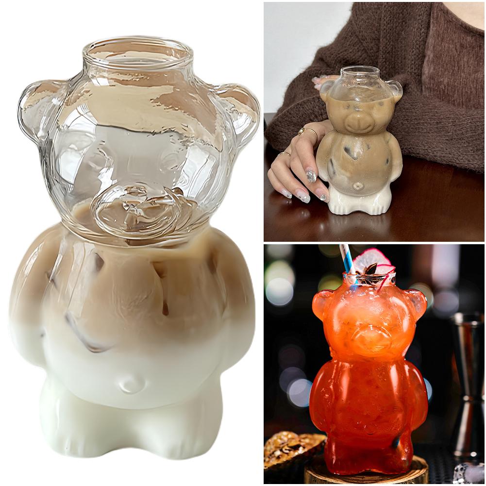 Cocktail Glass Novelty Juice Glass Drinkware Bear Shaped Glass Cup Beverage Glasses for Girlfriends Female Birthday Gift
