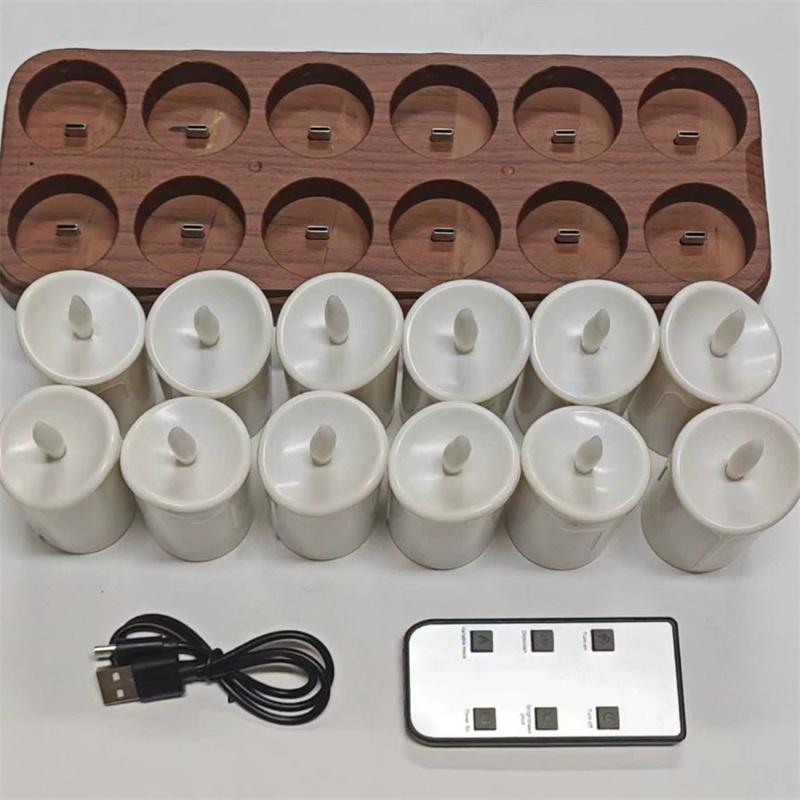 12pcs Rechargeable LED Candles with Remote Control LED Lamp Flameless Christmas Valentine Wedding Church Home Table Decoration