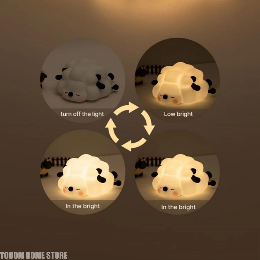 Veilleuses de nuit mignonnes en silicone Mouton Dessin animé Lampe de chambre pour décoration de chambre d'enfant Rechargeable Minuterie Variation d'intensité Veilleuse de nuit pour le sommeil