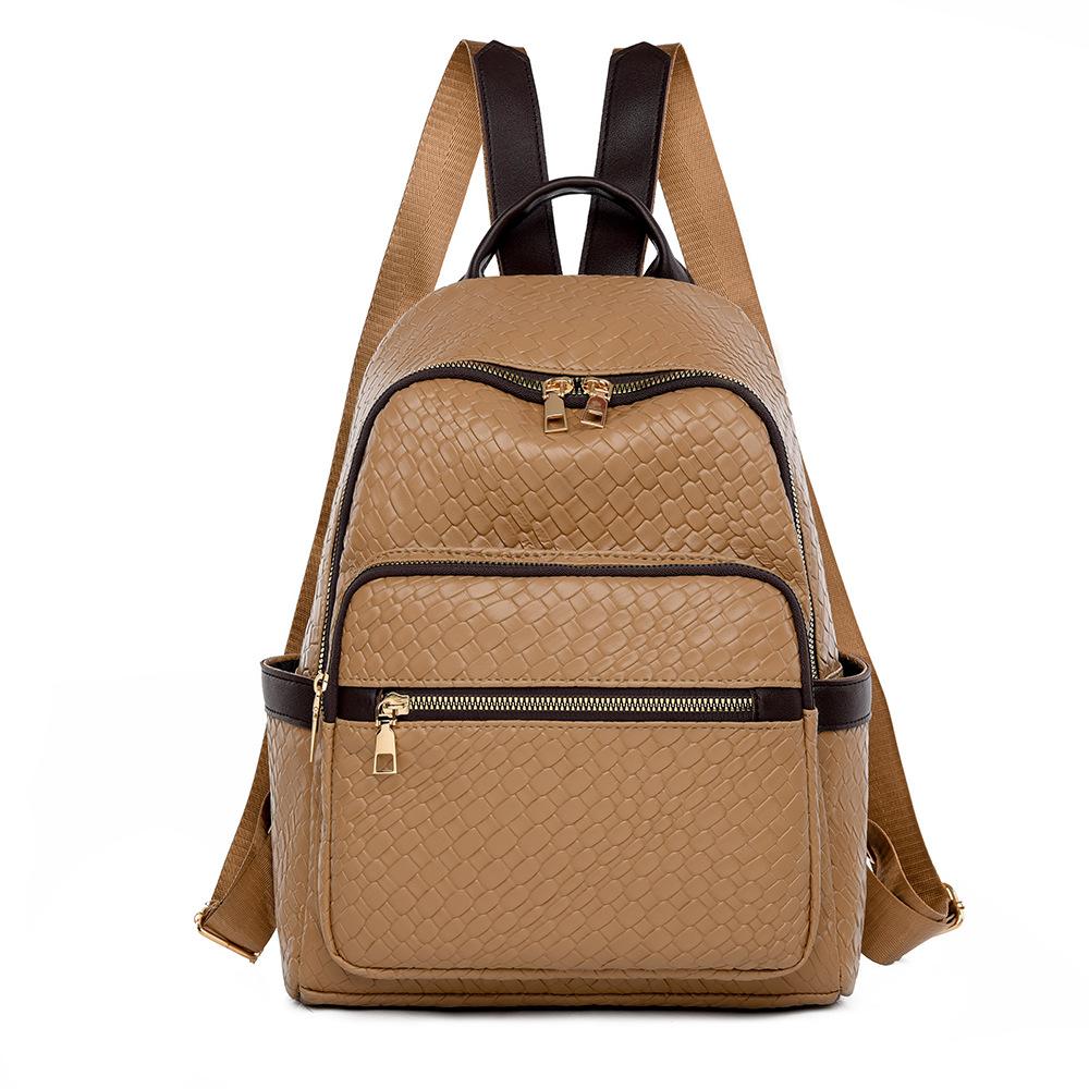 Retro Soft Leather Backpack for Women Simple and Versatile Large-capacity Ladies' Backpack Casual Schoolbag