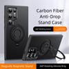 Carbon Fiber Aramid Style Case for Samsung Galaxy S25 Ultra S23 S24 Plus Magnetic Rotating Ring Holder Kickstand Cover LMD002