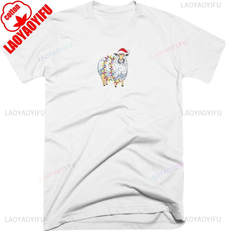 Lovely Fleece Navidad T Shirt Christmas Clothing Funny Rude Offensive Joke Xmas Lights Festive Sheep Birthday Gift Regular Tee