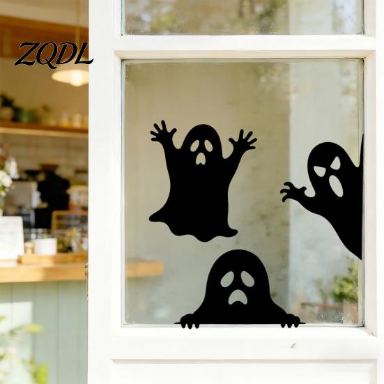 Ghost Witch Party Decor Halloween Silhouette Static Window Stickers, Waterproof PVC Decals, Clings Removable for Home Glass Decoration Film