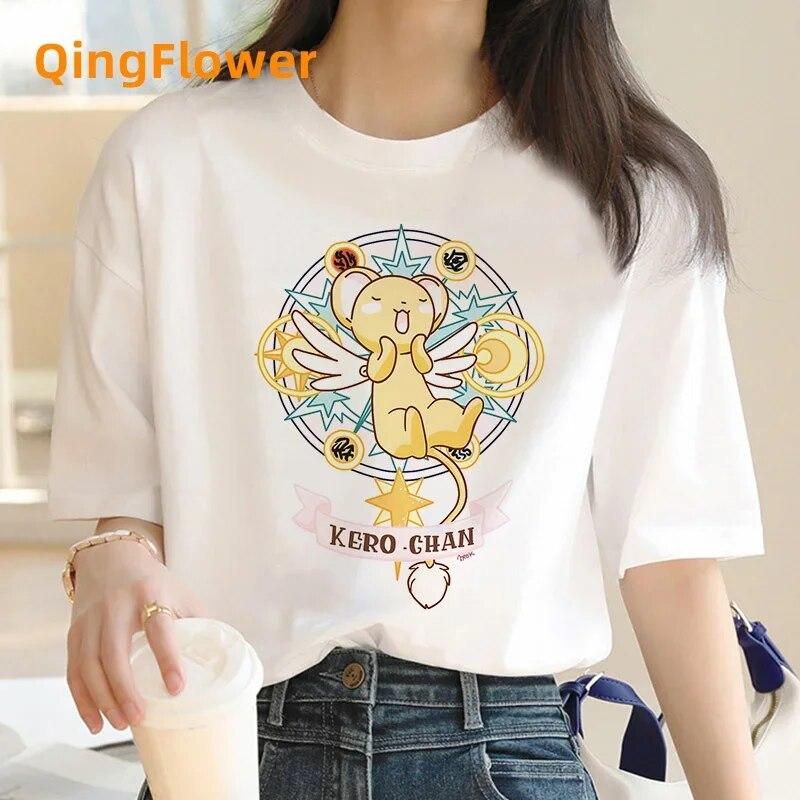 Card Captor Sakura Magic Girl Kleidung Kleidung feUnisex Casual 2024 weißes T-Shirt Vintage T-Shirt Top Tees Vintage weißes T-Shirt