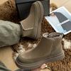 Snow boots fur integrated thickened velvet autumn new casual thick-soled non-slip warm wool large cotton shoes