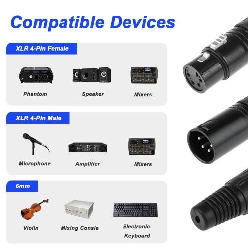 Xiatiaosann 4-Pin XLR Female Plug Connector & 4-Pin XLR Male Plug Connector, 4-Pin XLR Male Female Plug Audio Microphone Mic Connector for Speakers, M