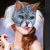 29/42 Stück Tier Katzen Gesichtsmaske mit pelzigem Besatz Augennetz zum Bemalen Weiße Papiermaske Unbemalte Maskerade-Maske