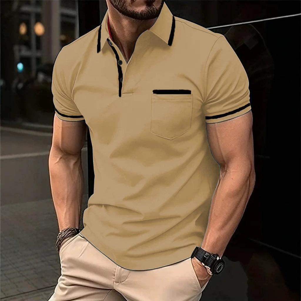 Men Summer Short Sleeve Fashion Loose Pure Color Polo Shirt Men High Elasticity Sport Comfortable Golf Polo Shirt Tops