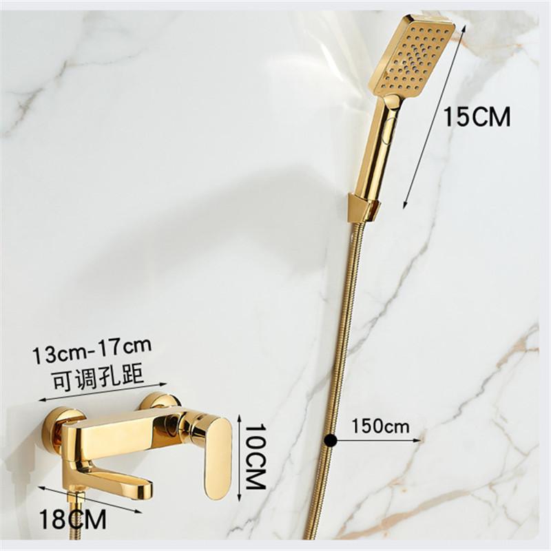 Tuqiu Gold Bathtub Shower Faucet Set Wall Mounted Bathrom Shower Faucet, Bathroom Cold and Hot Bath and Shower Mixer Taps Brass