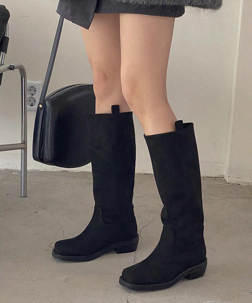 Moodnple Herius Basic Simple Natural Shirred Long Boots 2 Colors 4Cm