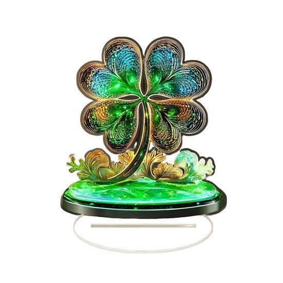 St. Sint Patrick's Dag Acryl Tafelbord 2D Ierse Klavertje Vier Kabouter Tafelblad Ornament voor Binnen Huis Bureau Plank Decoratie
