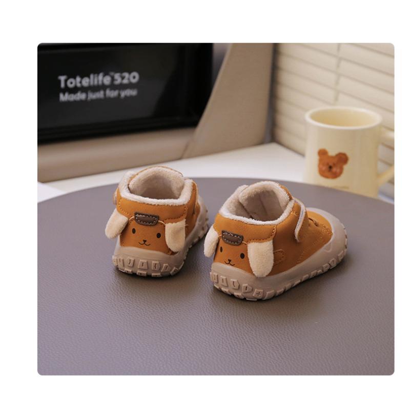 Baby Boys' Fleece-Lined Winter Shoes, Children's Warm Soft-Sole Anti-Slip Infant Footwear, Lightly Insulated Boys' Walking Shoes.