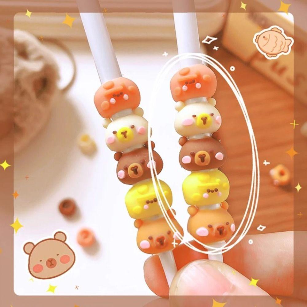 Kawaii Capybara Gel Pen Interesting 0.5mm Gel Pen Cartoon Cute Beads Pen  School