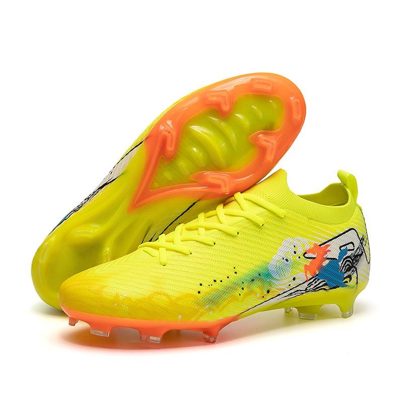 Men Women Soccer Cleats Grass Field Training Match Rubber Sole Breathable Mesh Upper High Top