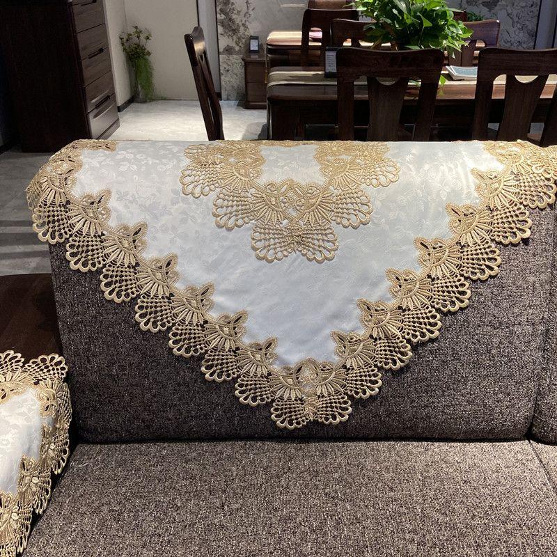 

Minimalist Fabric Sofa Cover Towel Back Towel Armrest Towel Office Meeting Room Sofa Back Towel Sofa Towel Cover Cloth 1033 Curry lace 60*60cm square (hand towel)