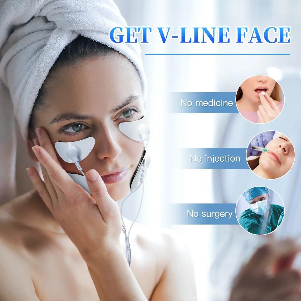 Crescent EMS Facial Massager: V-Shape Wrinkle Remover with Remote