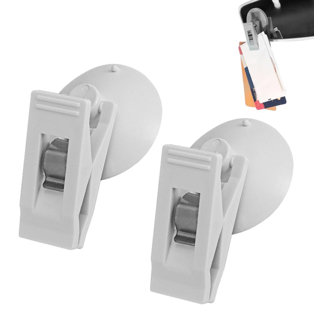 Car Permit Holder Clip - 2 Suction Cup Clips, Windshield Parking Ticket Holder with
