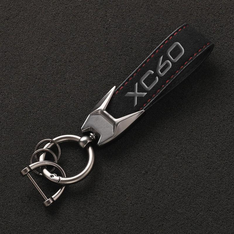 High Grade Suede Leather Car Keychain Key Rings Custom Gift 3D Imprinting with XC60 Logo For Volvo XC60 Car Accessories