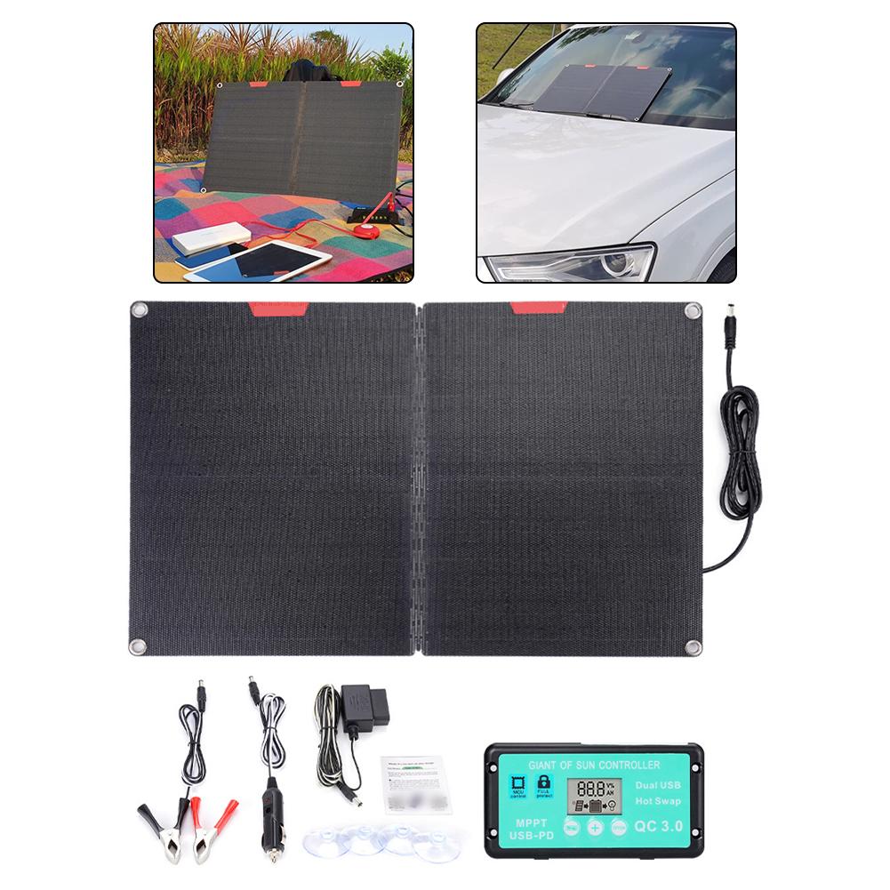 60W Foldable Solar Panel Kit with Smart Controller for Portable Power Charging On RVs and For Outdoor Equipment