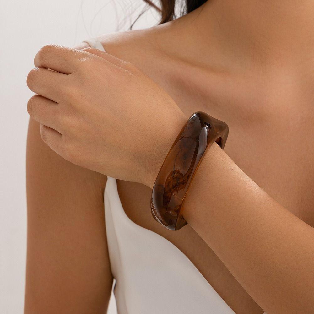 Bohemian Irregular Acrylic Bangles Vintage Geometric Charm Bracelets Gifts for Women Girl