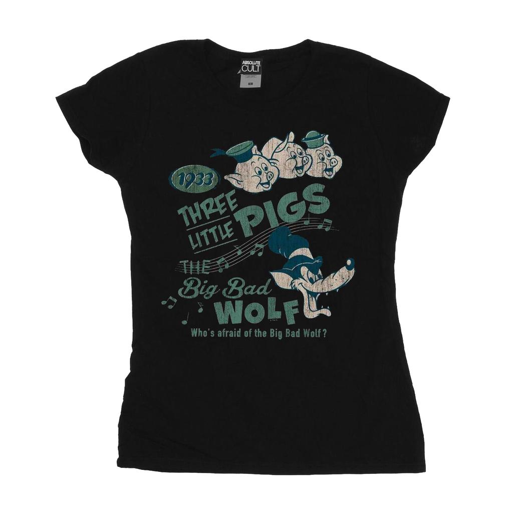 Disney Womens/Ladies Three Little Pigs Who´s Afraid Of The Big Bad Wolf Cotton T-Shirt