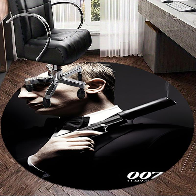 James Bond Movie Collage Round Rug for Livingroom,Bedroom, Palyroom, Chair Rug, Area Rug, Circle Carpet, Large Size Fan Christmas Gift