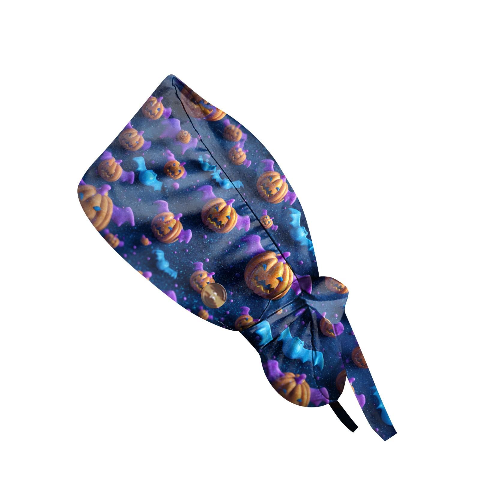 

Модная рабочая кепка с принтом на Хэллоуин, повседневная женская кепка с хвостиком, кепка с постиранной резинкой, кепка Baotou One Size синий