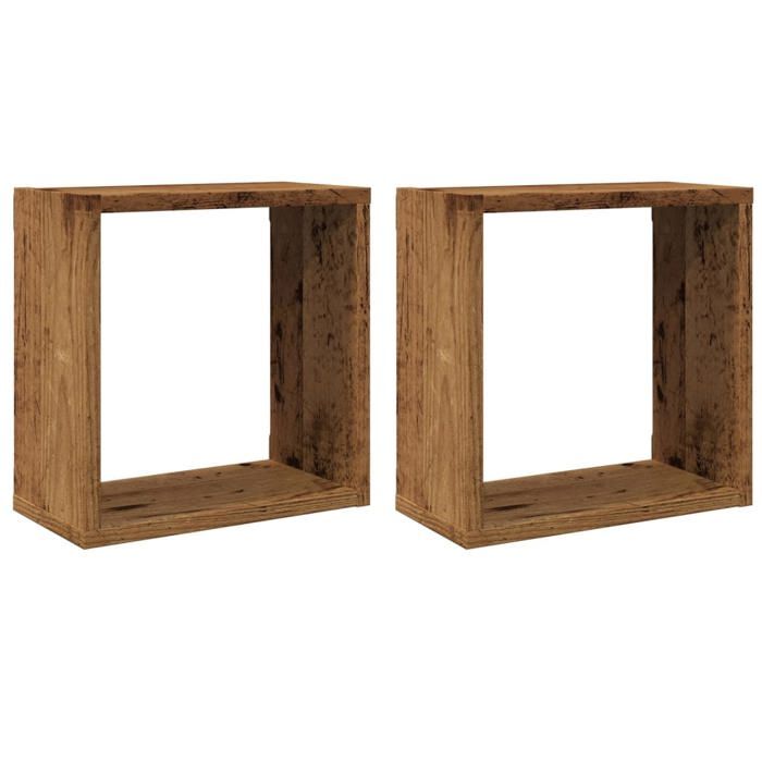 VidaXL Wall Cube Shelves 2 Pcs Old Wood 30x15x30 Cm, Cube-shaped Storage, Cube-shaped Organizer, Shelf 856576
