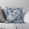 Blue Chinoiserie Floral Square Pillowcase Polyester Linen Velvet Pattern Zip Decor Car Cushion Cover