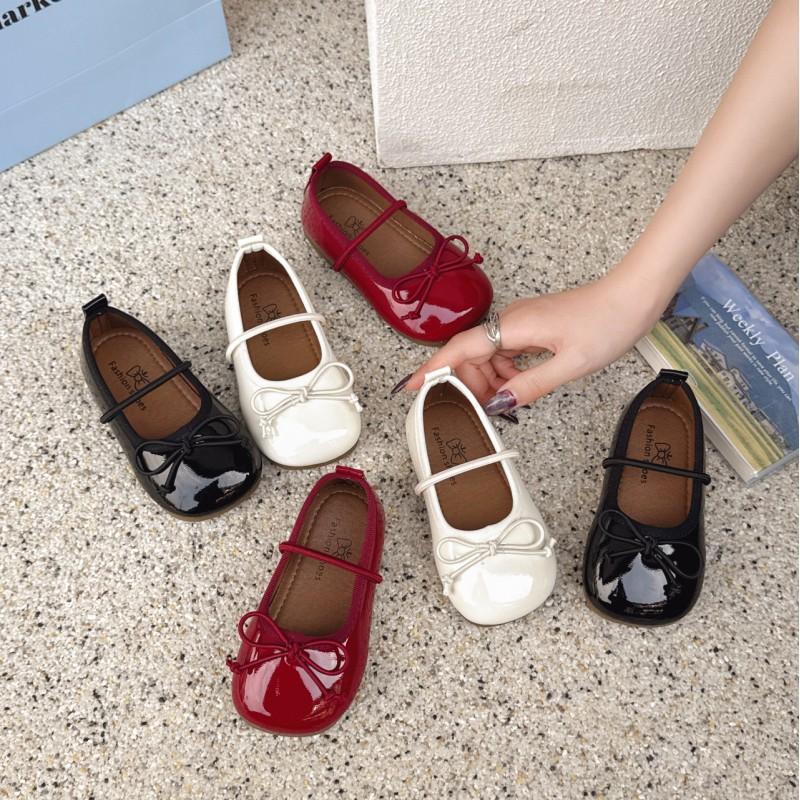 Youth Style Shoes Girls Soft Sole Princess Flat Shoes Kids Slip-On Ballet Style With Bow Detail