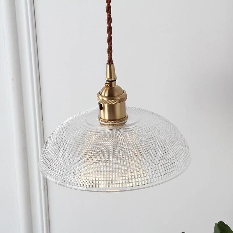 Japanese brass semicircular glass chandelier Nordic simple bed and bed bedroom hallway balcony bar dining room light